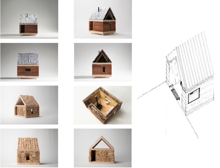 Petits modèles de maisons avec différents matériaux et conceptions de toitures