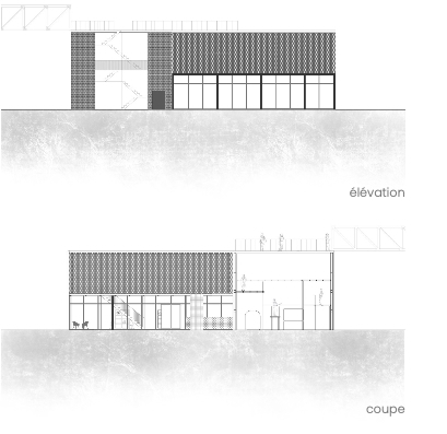 Dessins d'élévation et de coupe de bâtiment