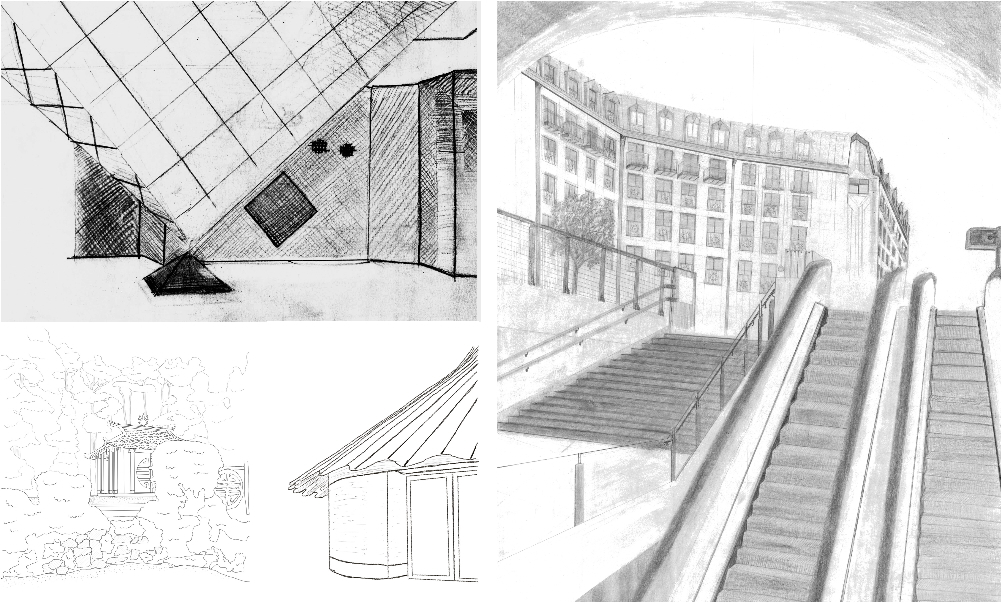 Plans d'étage avec annotations architecturales