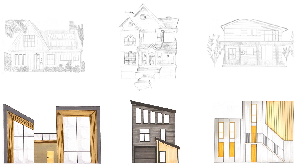 Dessins d'élévation et de coupe de bâtiment