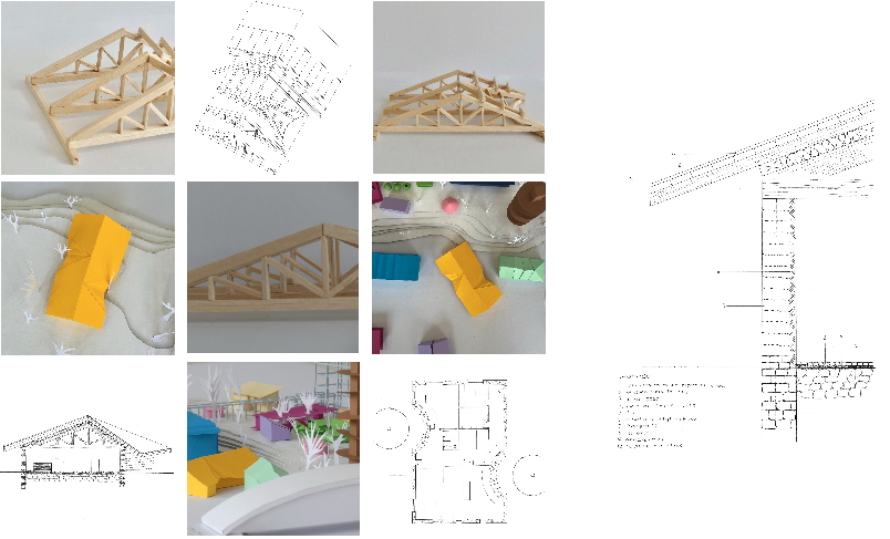 Petits modèles de maisons avec différents matériaux et conceptions de toitures